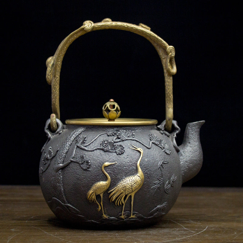 Handmade cast iron pot gilt teapot